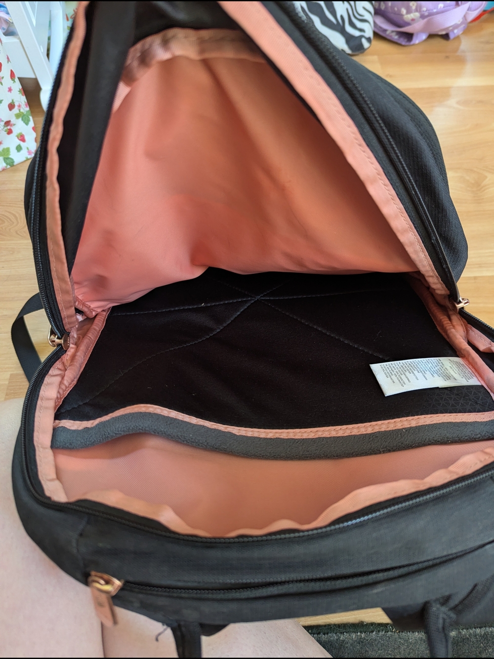 The North Face Vault Backpack Black Rose Gold Hardware Laptop Bag - Picture 3 of 5